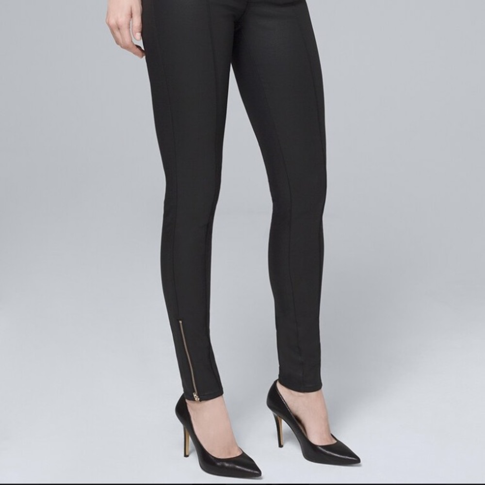 WhiteHouse BlackMarket MidRise Coated Skinny Jeans